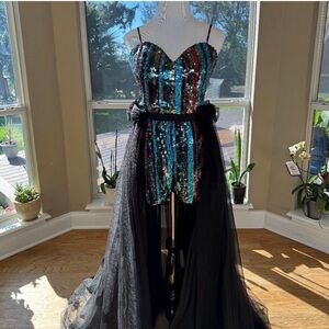 JVN by Jovani Sequin Fun Fashion Romper